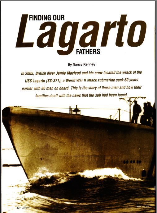 USS LAgarto Article - Finding our fathers by Nancy Kenney. CLICK TO DOWNLOAD PDF - 5MByte