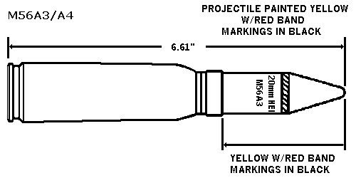 M56A3/A4 20mm HEI exploding cannon round